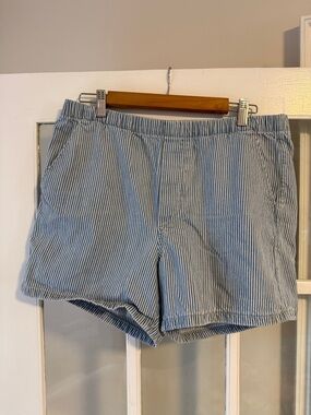 GAP Blue and White Striped Denim Shorts